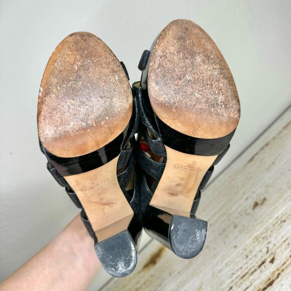 Coach Moreen Caged Lace-up Platform Heel Black 8B - Picture 9 of 13